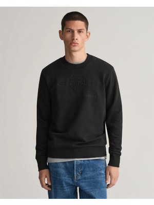 Gant Bisiklet Yaka Logo Dokuma Slim Fit Sweatshirt