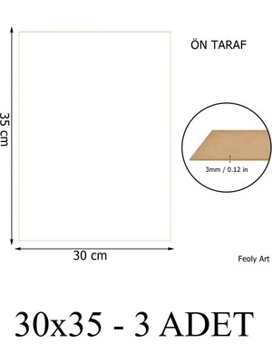Feoly Art 3 mm 30X35 Mdf Plaka (3 Adet) - Hobi, Maket, Ahşap El Sanatları Için Uygun (3`lü Paket)