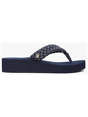 Tommy Hilfiger Kadın Th Wedge Cornrow Beach Sandalet Gökyüzü Mavisi Rahat Tasarım