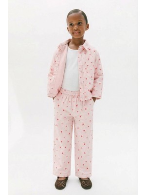 İpek Baby Kız Çocuk Pembe Çiçekli Ceketli Pantalon Takım
