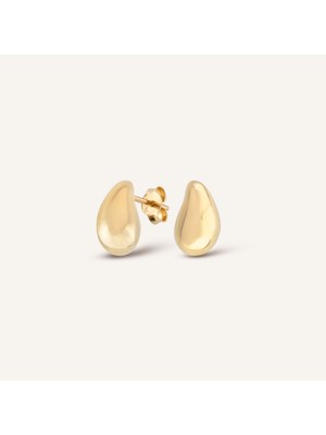 Aja Tiny Drop Minimal Damla Figürlü Pimli Altın Küpe