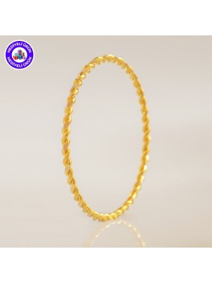 E-Gümüş 925 Ayar Yaldızlı Altın Kaplama Gümüş Burma Bilezik