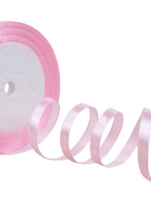 Buffer Saten Kurdele 1 cm 10 Metre Açık Pembe