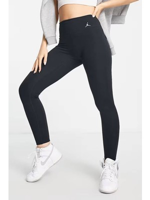 Nike Jordan Dri Fit Sport Legging Logo Black Wpmen's Tight Kadın Cepli Spor Tayt Siyah