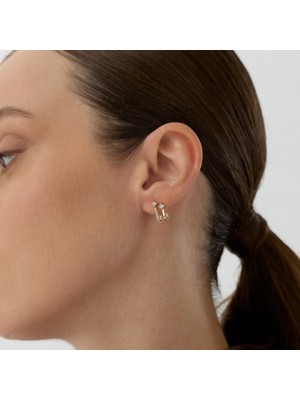 Aja Silven Çok Taşlı Pimli Altın Küpe