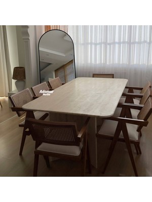 Adomar Marble Traverten Yemek Masası