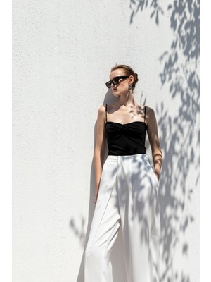 Kameya Ince Askılı Drape Bluz 25S10737