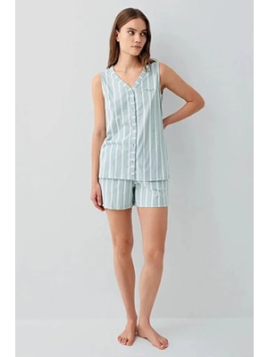 Pierre Cardin V Yaka Önden Düğmeli Askılı Kadın Şort Takım 9152
