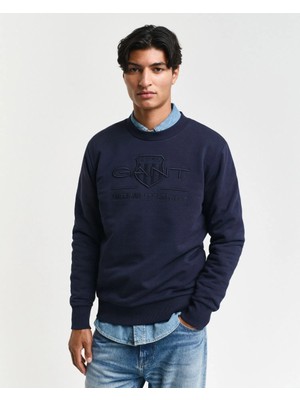 Gant Bisiklet Yaka Logo Dokuma Slim Fit Sweatshirt