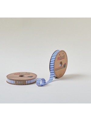 Buffer Biye Kalın Çizgili Katlı F01 Mavi 2 cm 25 Metre %65 Koton %35 Polyester