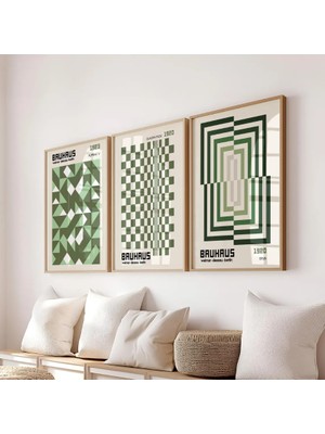 Pam Studio Bauhaus Geometrik 3’lü Tablo Seti – Modern Minimalist Duvar Dekorasyonu