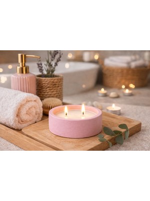 Çift Fitilli Japon Kiraz Çiçeği Kokulu Beton Mum-Ev Yapımı Dekoratif&hediyelik Mum