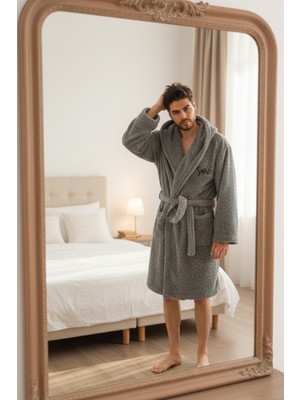 Miespiga Welsoft Uzun Kapüşonlu  Erkek Peluş Sabahlık