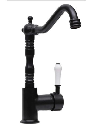 Sardıcı Antik Model Siyah Mutfak Evye Bataryası Osmanlı Model Eskitme Retro Porselen Kol Mutfak Musluğu