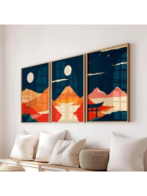 Pam Studio Japon Esintili Manzara 3’lü Tablo Seti – Modern Minimalist Duvar Dekoru