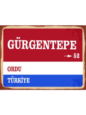 BiveSa Ordu Ili Gürgentepe Ilçesi  Retro Ahşap Sokak Tabelası