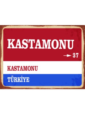 BiveSa Kastamonu Ili Retro Ahşap Sokak Tabelası