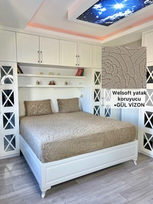 Gül Model Welsoft Yumuşak Kış Aylarının Vazgeçilmez Yatak Koruyucu Örtüsü - Vizon - 150X200