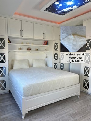 Işın Model Welsoft Yumuşak Kış Aylarının Vazgeçilmez Yatak Koruyucu Örtüsü - Krem - 180X200