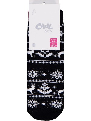 Civil Girls Snow Deer Havlu  2'li 3-11 Yaş Kız Soket Çorap - Standart 3-4 Yaş