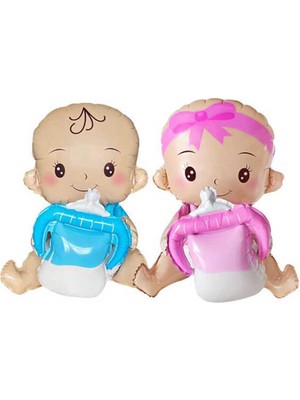 Patladı Gitti Cinsiyet Belirleme Partisi Kız Mı Erkek Mi Boy Or Girl Mavi Pembe Biberonlu Bebek Balon