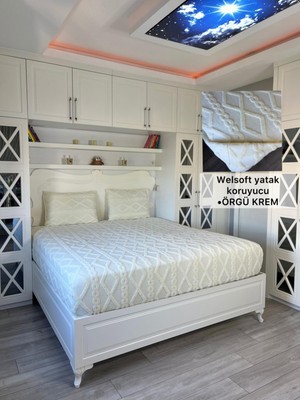 Örgü Model Welsoft Yumuşak Kış Aylarının Vazgeçilmez Yatak Koruyucu Örtüsü - Krem - 190X200