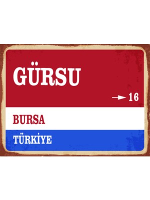 BiveSa Bursa Ili Gürsu Ilçesi  Retro Ahşap Sokak Tabelası