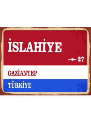 BiveSa Gaziantep Ili Islahiye Ilçesi  Retro Ahşap Sokak Tabelası