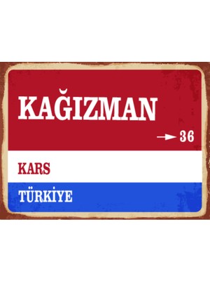 BiveSa Kars Ili Kağızman Ilçesi  Retro Ahşap Sokak Tabelası