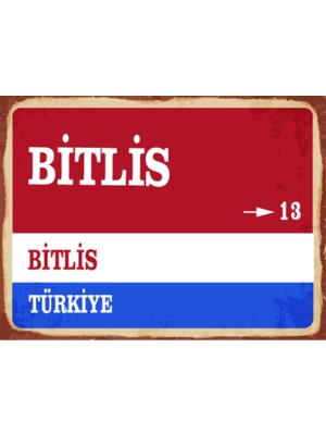 BiveSa Bitlis Ili Retro Ahşap Sokak Tabelası