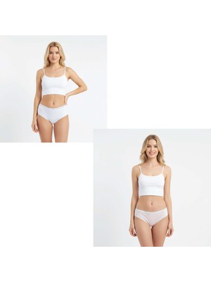 Bonbon Kadın Pamuklu İnce Dantelli 2'Li Paket Slip Külot BB2164