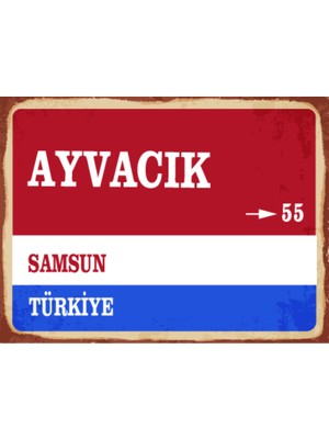 BiveSa Samsun Ili Ayvacık Ilçesi  Retro Ahşap Sokak Tabelası