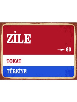 BiveSa Tokat Ili Zile Ilçesi  Retro Ahşap Sokak Tabelası