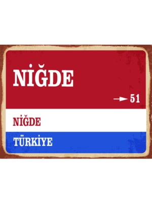 BiveSa Niğde Ili Retro Ahşap Sokak Tabelası