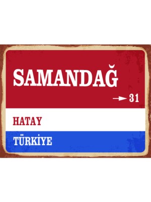 BiveSa Hatay Ili Samandağ Ilçesi  Retro Ahşap Sokak Tabelası