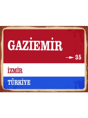 BiveSa Izmir Ili Gaziemir Ilçesi  Retro Ahşap Sokak Tabelası