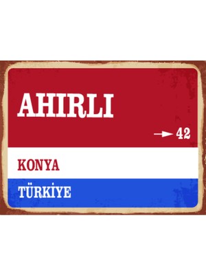 BiveSa Konya Ili Ahırlı Ilçesi  Retro Ahşap Sokak Tabelası