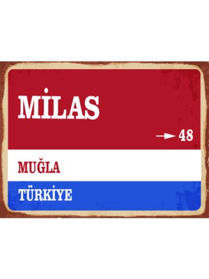 BiveSa Muğla Ili Milas Ilçesi  Retro Ahşap Sokak Tabelası