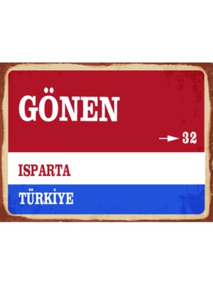 BiveSa Isparta Ili Gönen Ilçesi  Retro Ahşap Sokak Tabelası