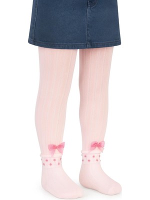 Civil Girls Derbili Fiyonk Aksesuar 3-11 Yaş Kız Külotlu Çorap - Pembe 9-10 Yaş