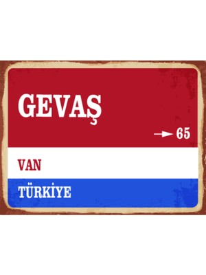 BiveSa Van Ili Gevaş Ilçesi  Retro Ahşap Sokak Tabelası