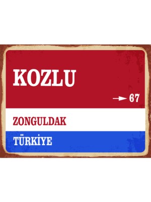 BiveSa Zonguldak Ili Kozlu Ilçesi  Retro Ahşap Sokak Tabelası