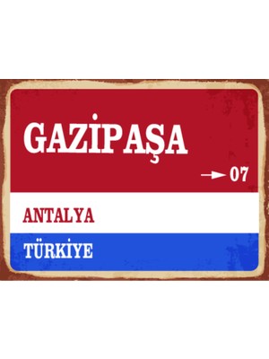BiveSa Antalya Ili Gazipaşa Ilçesi  Retro Ahşap Sokak Tabelası