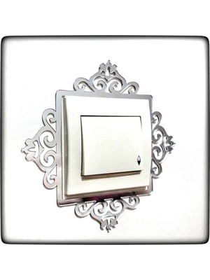 Evsay Tekli Priz Kenarı Süsü 5 Adet Duvar Süsü Gümüş