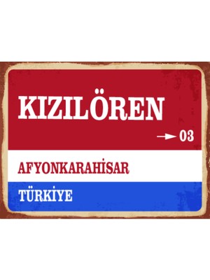 BiveSa Afyonkarahisar Ili Kızılören Ilçesi  Retro Ahşap Sokak Tabelası
