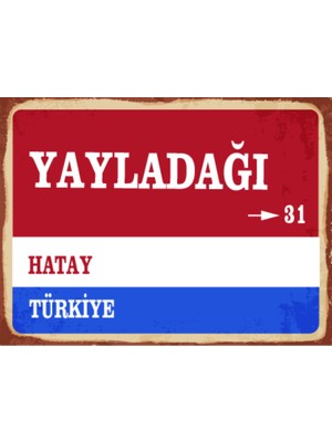 BiveSa Hatay Ili Yayladağı Ilçesi  Retro Ahşap Sokak Tabelası