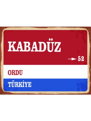 BiveSa Ordu Ili Kabadüz Ilçesi  Retro Ahşap Sokak Tabelası