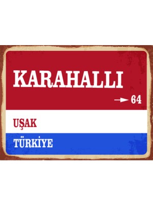 BiveSa Uşak Ili Karahallı Ilçesi  Retro Ahşap Sokak Tabelası