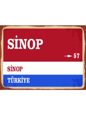 BiveSa Sinop Ili Retro Ahşap Sokak Tabelası