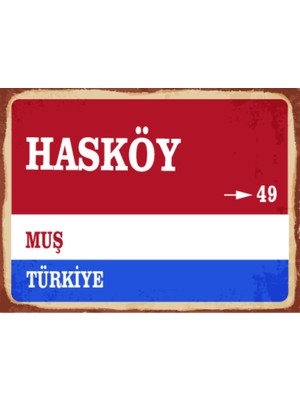 BiveSa Muş Ili Hasköy Ilçesi  Retro Ahşap Sokak Tabelası